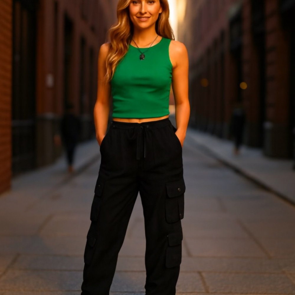 Free People Tahiti Cargo Pants XS Jet Black NWT